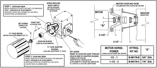 B-09179-B | Hytrol .5HP to 1HP Coupling Kit
